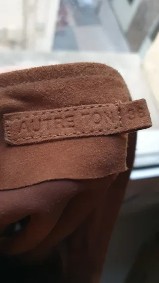 Falda vintage de ante de piel natural, talla 38