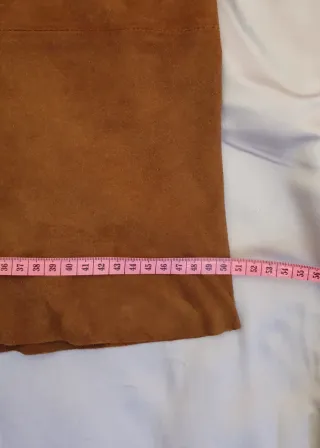 Falda vintage de ante de piel natural, talla 38