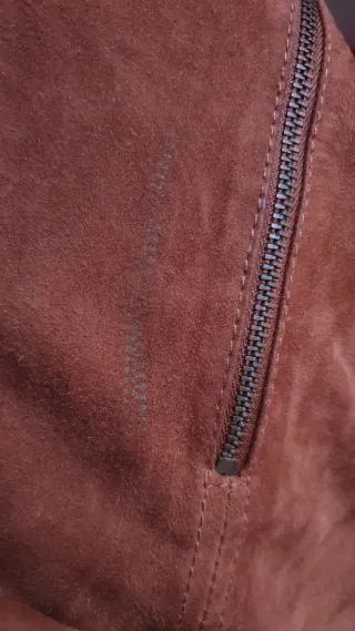 Falda vintage de ante de piel natural, talla 38