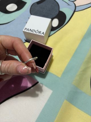 Anillo Pandora Corazón Azul Plata