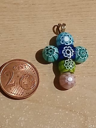 Ciondolo a croce in vetro Murano