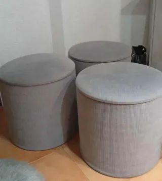 Set 3 Taburetes Redondos Corduroy, de Alcampo
