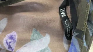 Vestido largo Zara flores verde y morado