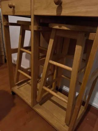 Carrito de cocina de madera con ruedas