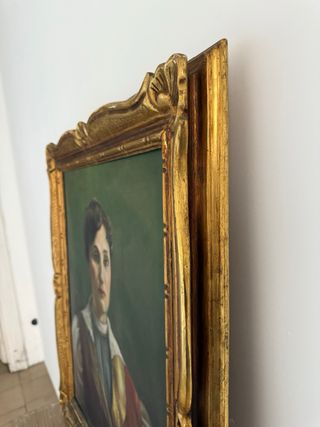 Cuadro antiguo óleo retrato mujer