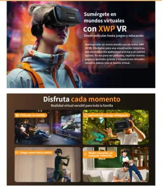 XWP Gafas Realidad Virtual 3D con Auriculares