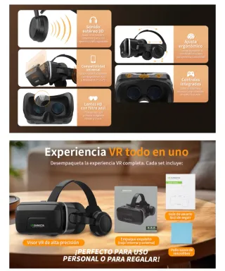 XWP Gafas Realidad Virtual 3D con Auriculares