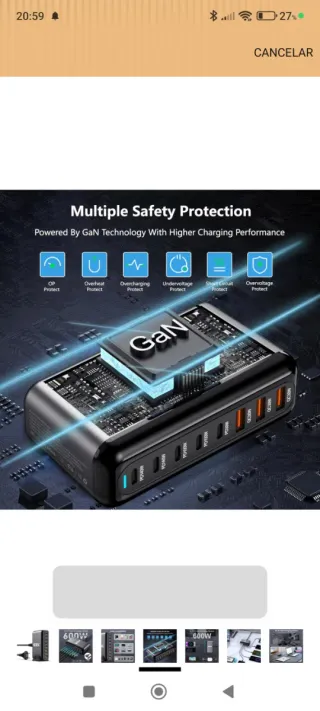 Caricabatterie USB 600W 8 porte USB nuovo