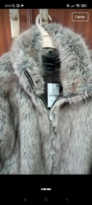 Abrigo pelo sintético gris/marrón T.S
