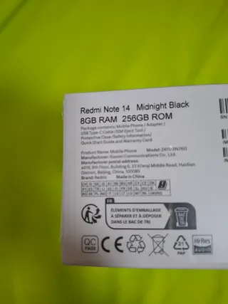 Xiaomi Redmi Note 14 256GB Negro