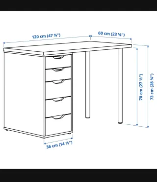 Escritorio con Cajonera Ikea Negra 120cm