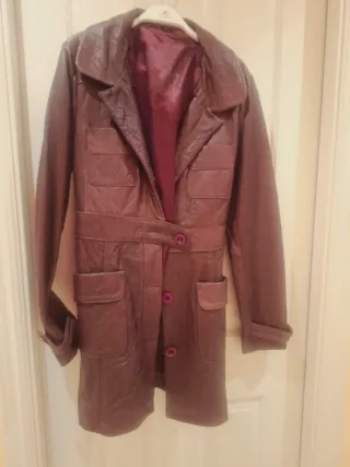 Chaqueta de cuero marrón talla M