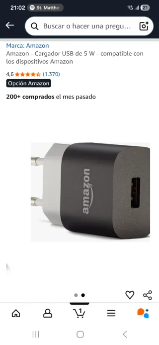 Adaptador Enchufe Amazon 5W