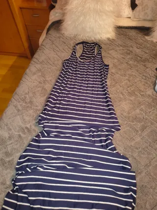 Vestido largo rayas azul y blanco