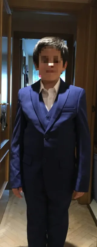 Traje comunión niño azul con zapatos