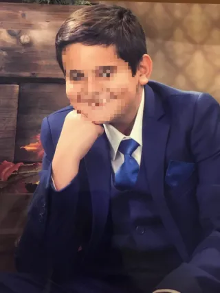 Traje comunión niño azul con zapatos