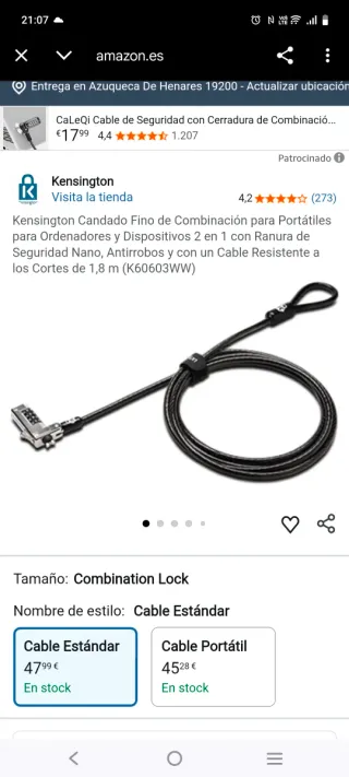 Candado Fino Combinación Portátil Kensington