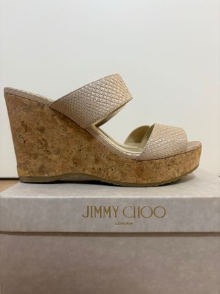Cuñas Jimmy Choo Beige Piel Serpiente