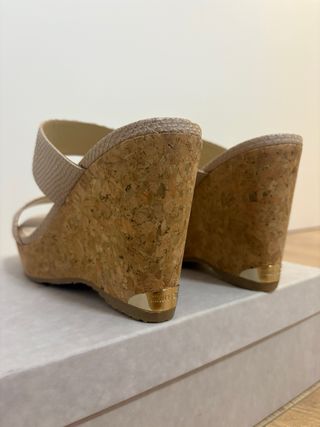 Cuñas Jimmy Choo Beige Piel Serpiente