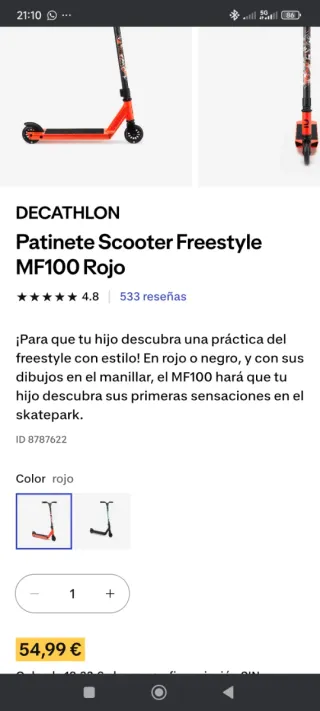 PATINETES FREESTYLE AZUL Y ROJO