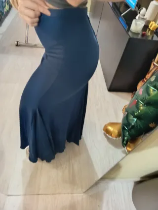 Falda flamenca larga azul talla S