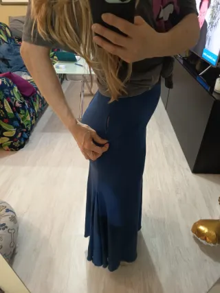 Falda flamenca larga azul talla S