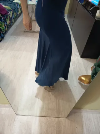 Falda flamenca larga azul talla S