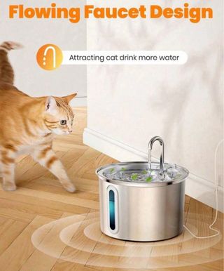 Fontana Acqua Gatti Acciaio Inox 3,2L