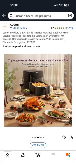 Freidora de aire Cosori 5.5L Nueva