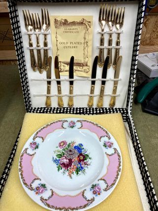 Faqueiro Sobremesa Dourado Vintage Itália