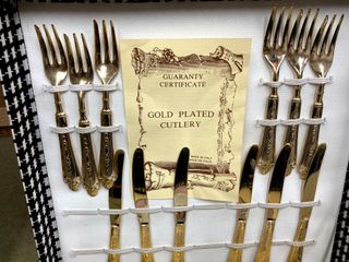 Faqueiro Sobremesa Dourado Vintage Itália