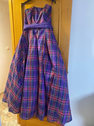 Vestido fiesta/graduación/boda cuadros morado