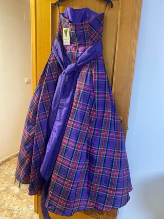 Vestido fiesta/graduación/boda cuadros morado