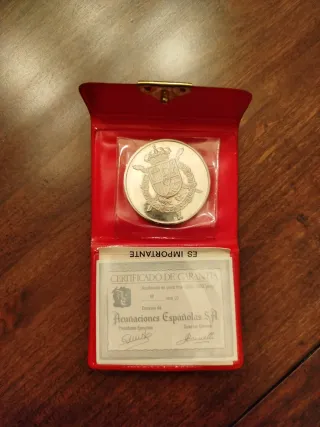 Moneda de plata Rey Juan Carlos I.