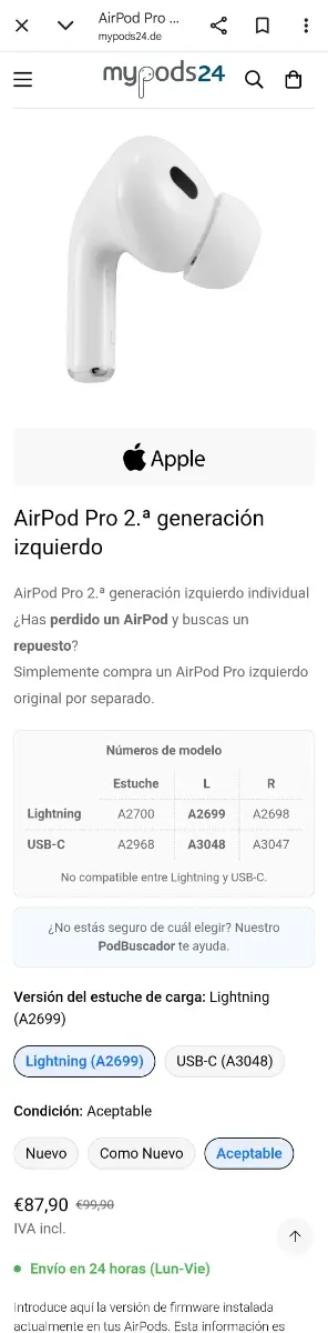 Airpods Pro 2ª Gen Izquierdo