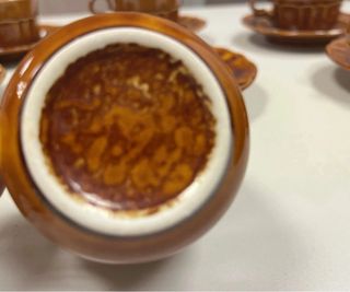 Juego café vintage cerámica marrón