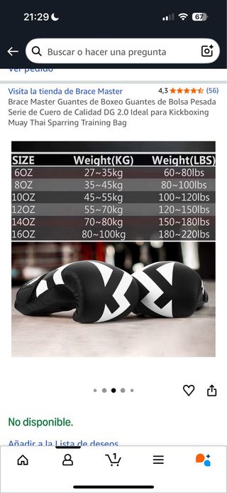 Guantes Boxeo Mujer 12 OZ  Brace Master