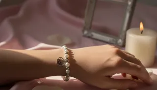 Bracciale perline Love cuore argento