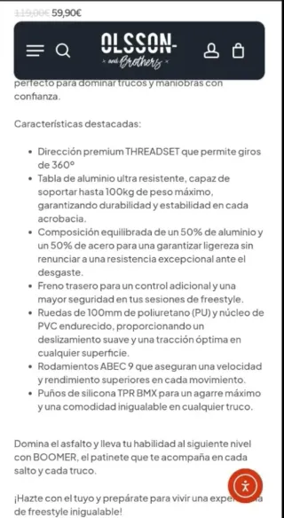 Patinete acrobático Boomer