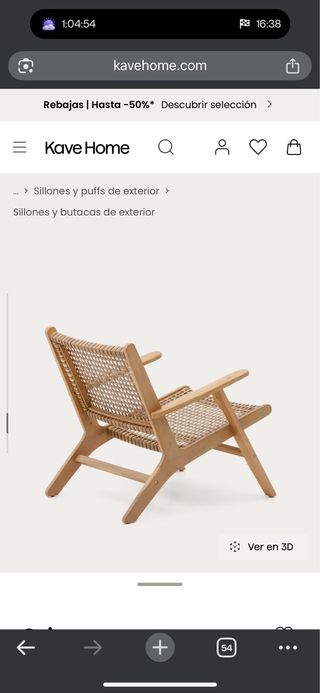 Sillón Kave Home Grignoon madera y mimbre