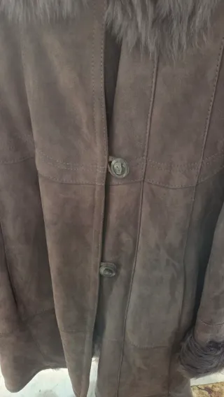 Giaccone vintage grigio con pelliccia