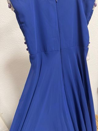 Vestido largo azul y morado para graduación