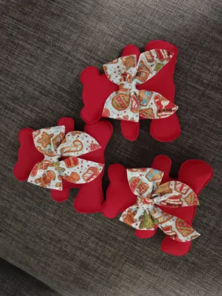 Set 3 Orsetti Velluto Rossi Fiocchi Natale