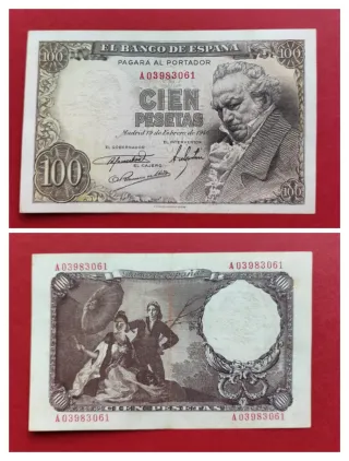 Billete 100 pesetas 1946 Goya raro y buscado