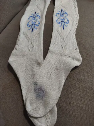 Calcetines Fallero Blancos con Bordado Azul