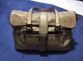 Bolso Carolina Herrera Beige Piel Logo CH