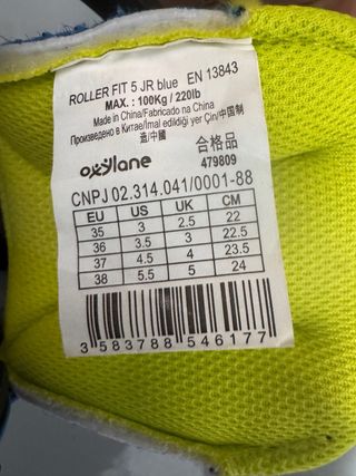 Patines en línea Oxelo talla ajustable.