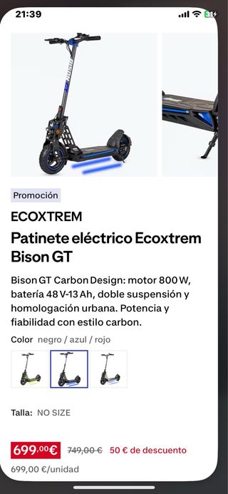 Patinete Eléctrico Ecoxtrem Bison GT