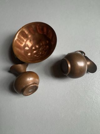 set vintage 3 mini oggetti da cucina di rame