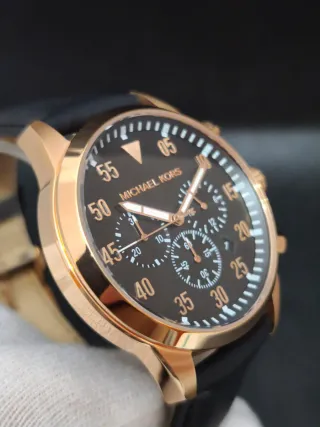 Reloj Michael Kors Gage Hombre Oro Rosa 45mm Piel